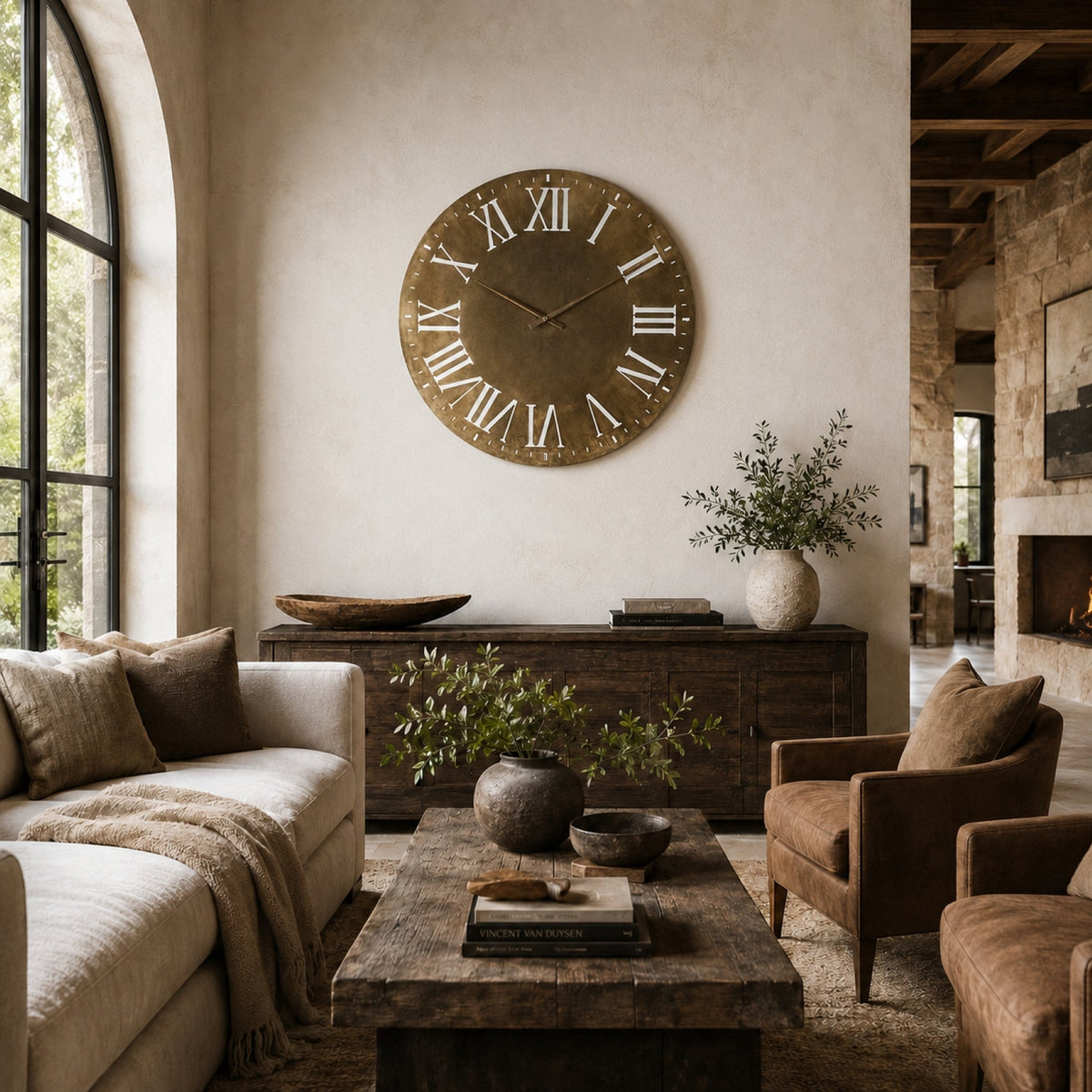 Oversized Roman Numeral Metal Wall Clock 48.25 in