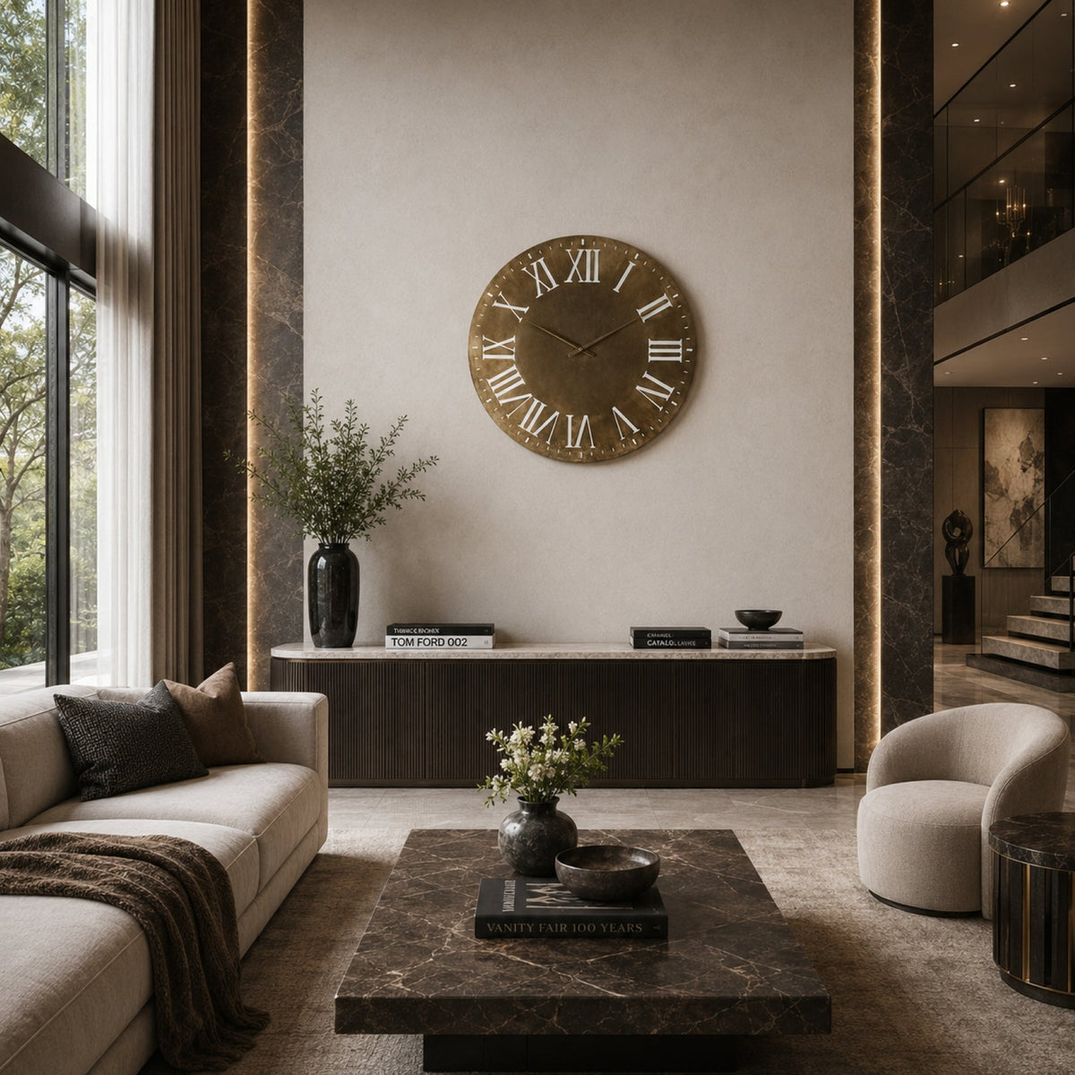 Oversized Roman Numeral Metal Wall Clock 48.25 in