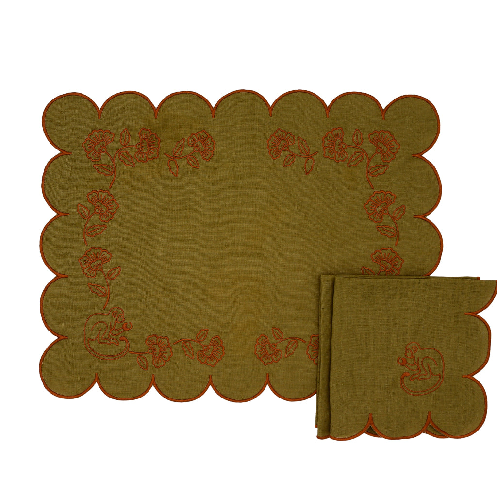 Tovagliette in lino Earthen Pine – Set da 4