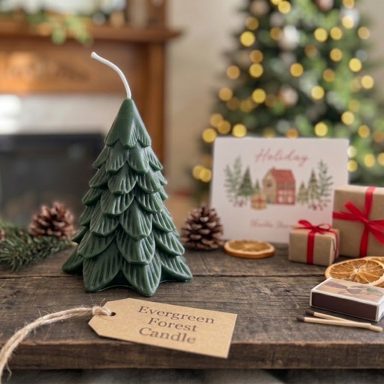Evergreen Forest Christmas Green Tree Candle