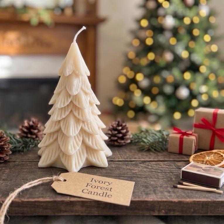 Evergreen Forest Christmas Ivory Tree Candle