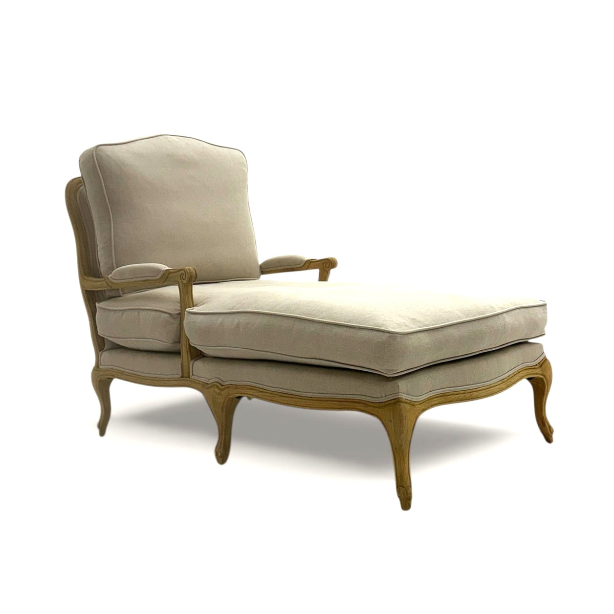 Bastille Natural Linen Oak Chaise Lounge