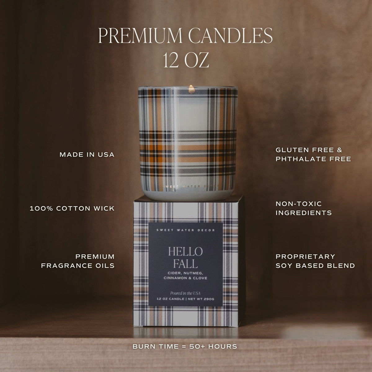 Bougie au soja feuilles d'automne - Pot en verre ambré dans un coffret - 340 g