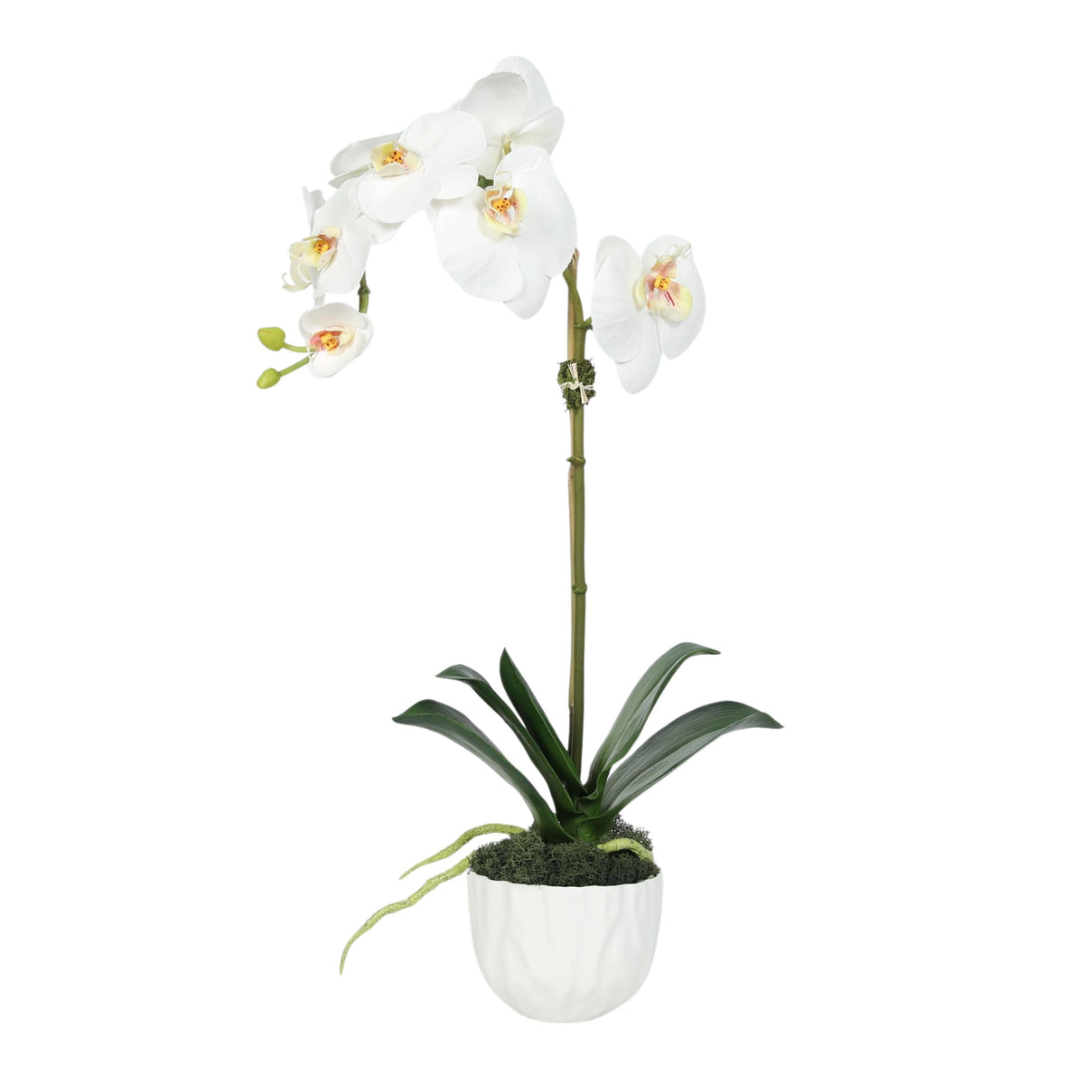 Orchidée artificielle dans vase blanc - 46 cm