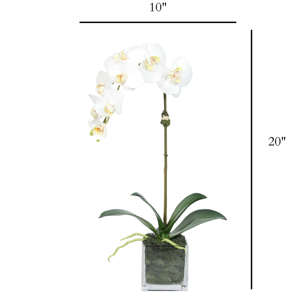 Orchidée artificielle dans vase carré - 50 cm