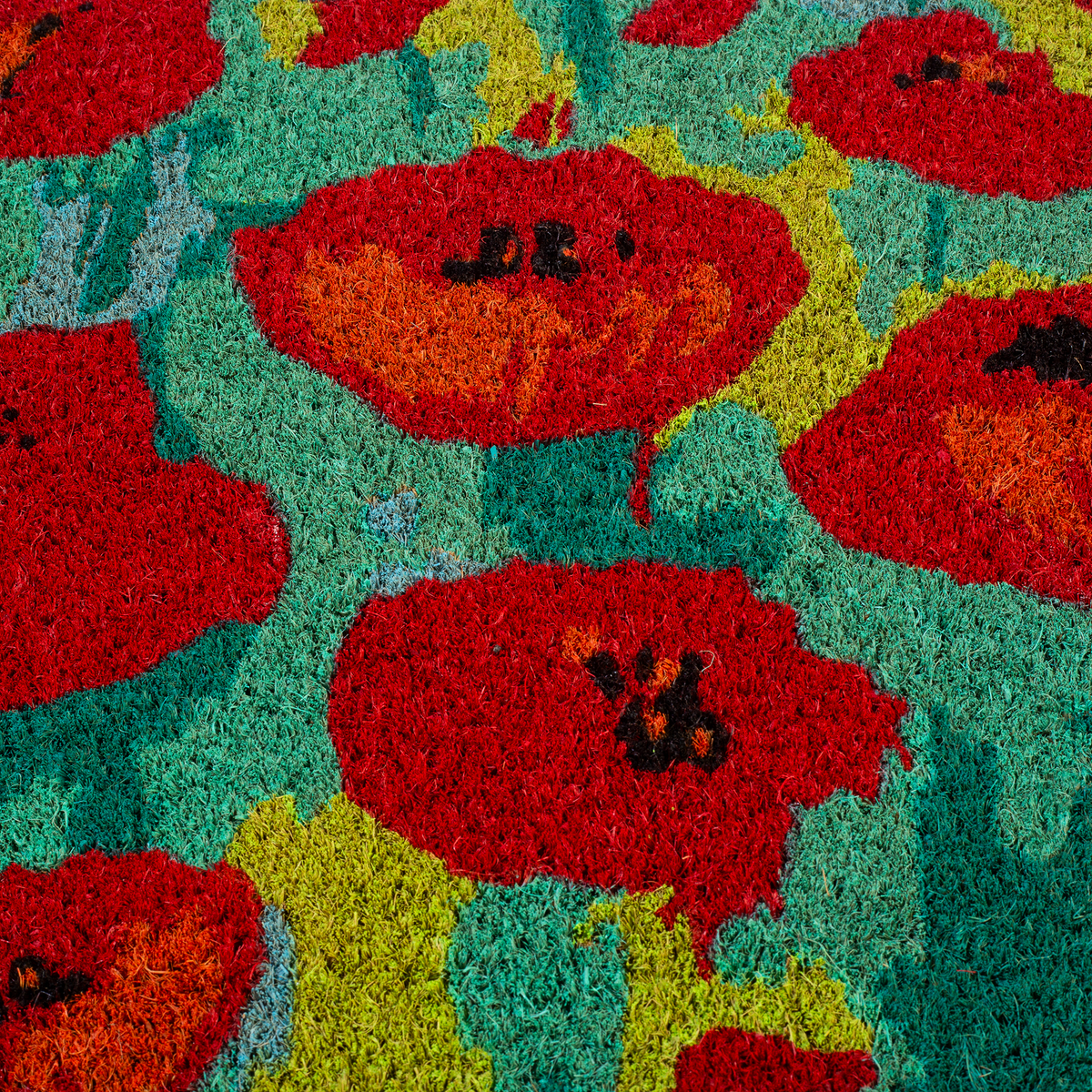 Campo di papaveri - Zerbino in fibra di cocco rosso multicolore