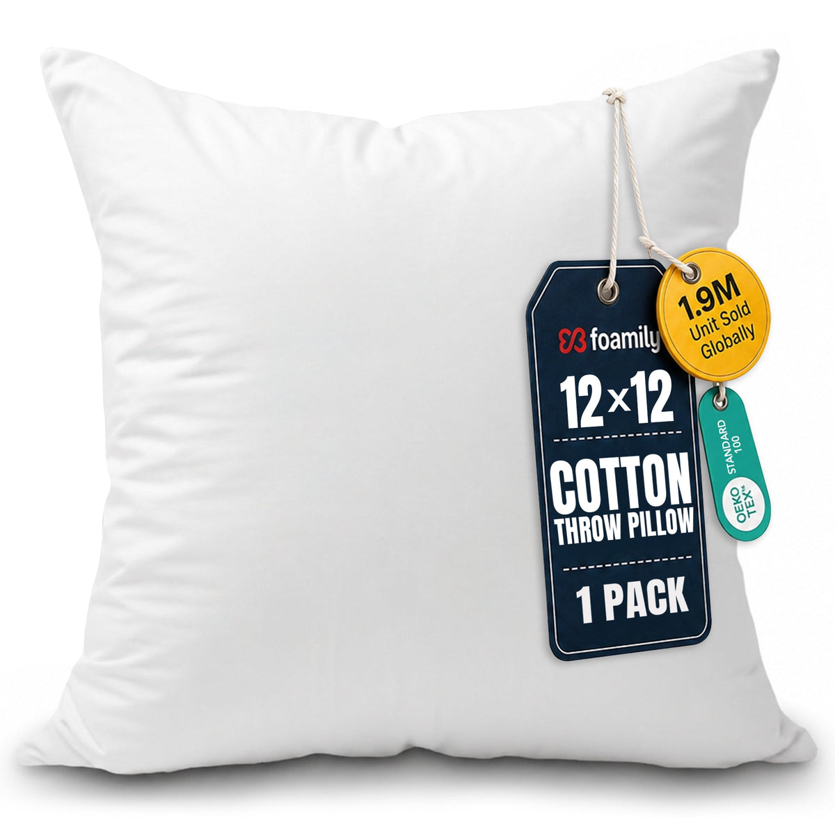 Foamily Imbottiture per cuscini 45x45 cm, fodera 100% cotone, cuscini d'arredo quadrati per divano, letto e decorazioni per la casa