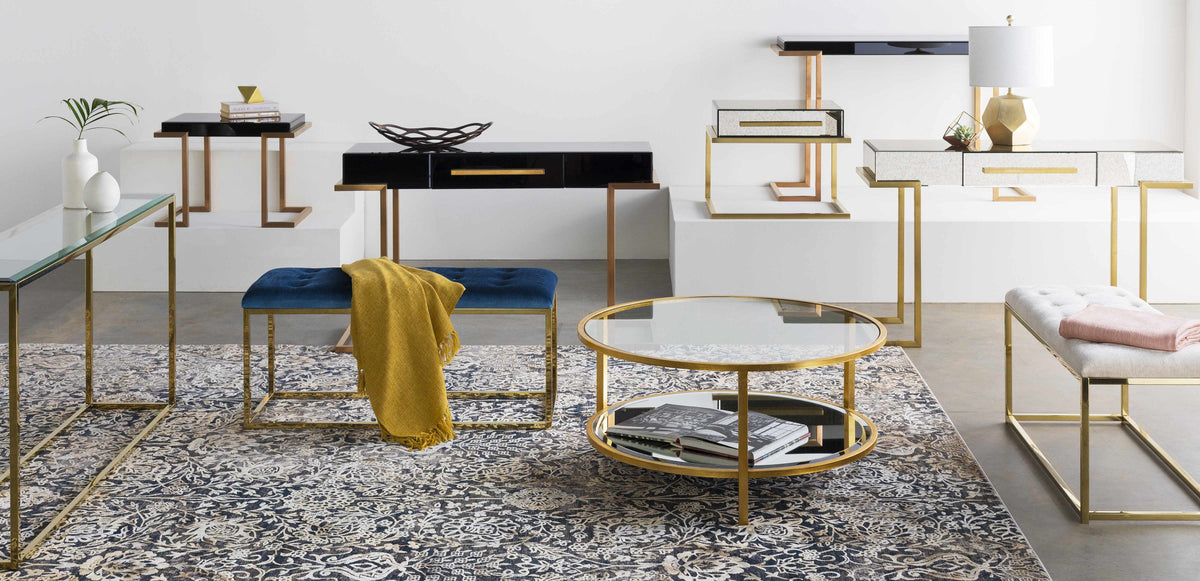 Lampe de table géométrique Coleford Gold - Destockage