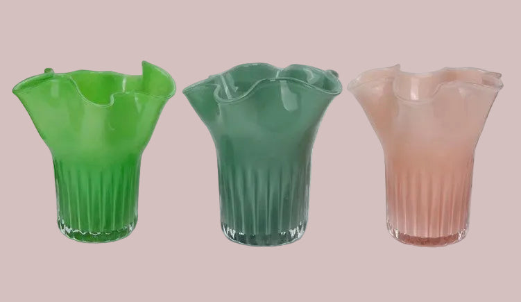 Vaso in vetro scanalato, 3 opzioni di colore