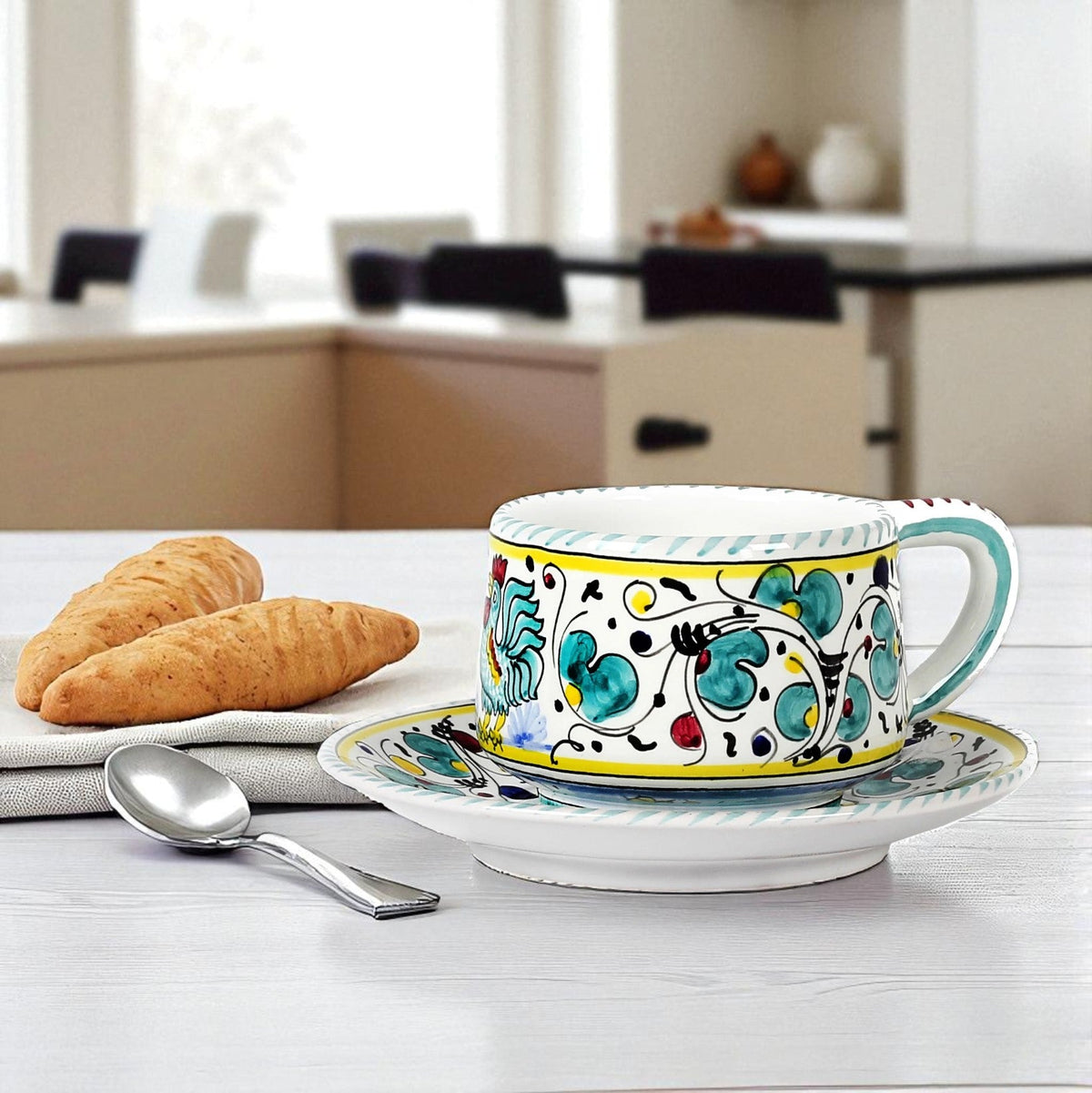 COQ VERT D'ORVIETO : Tasse à thé/café et sous-tasse