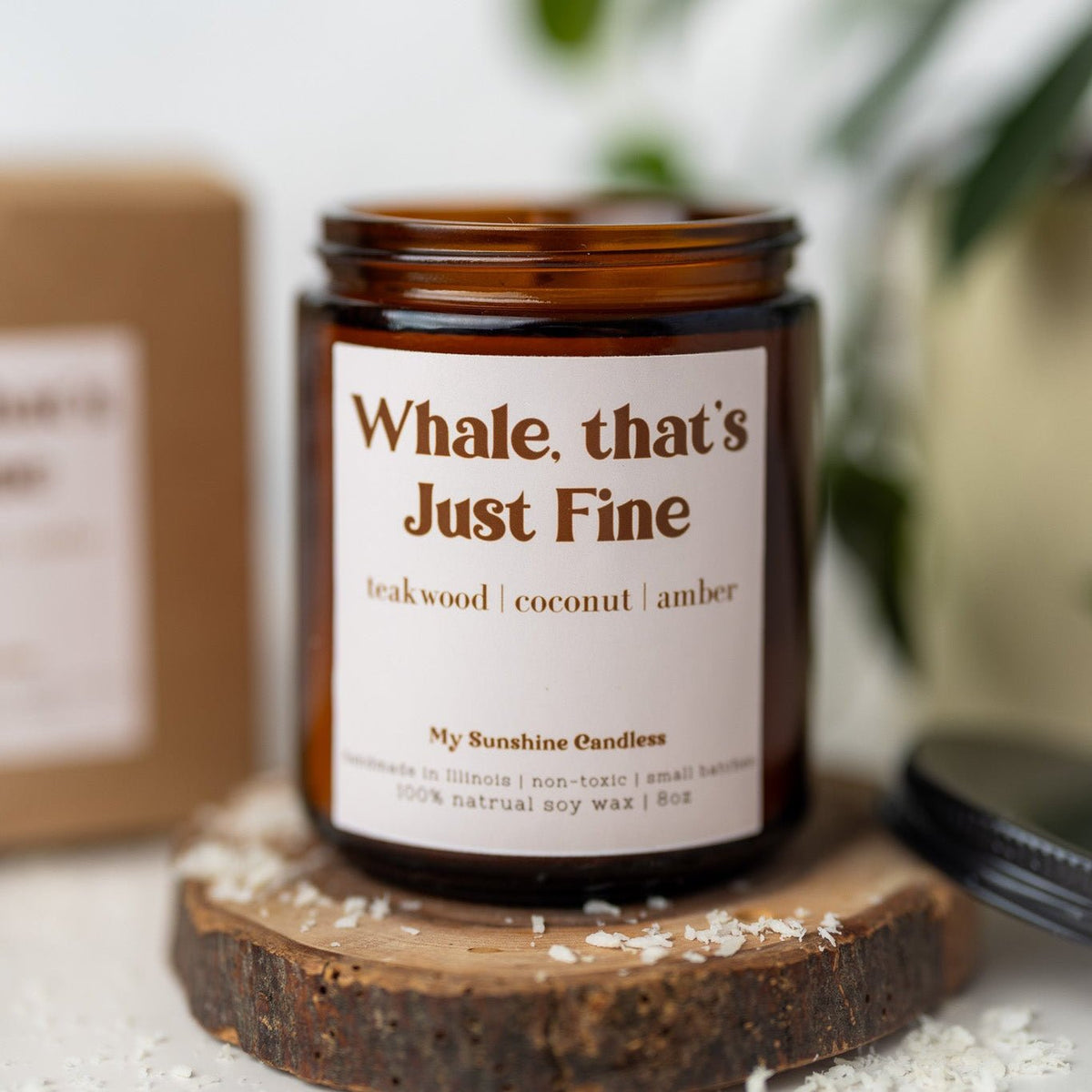 Whale That’s Just Fine Candle – 8 oz Amber Jar Soy Candle – Funny Ocean Gift – Cute Coastal Candle