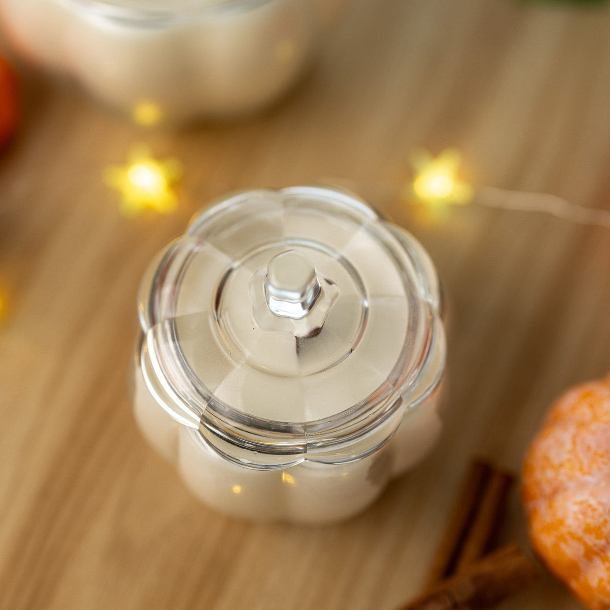 Candela in vetro a forma di zucca con coperchio | Decorazione autunnale per la casa | Regalo candela autunnale