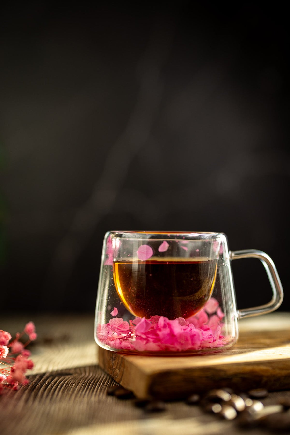Double Glass Handcrafted Flower Glass Cup Mugs with Dried Flowers - Unique Floral Tea & Coffee Mug