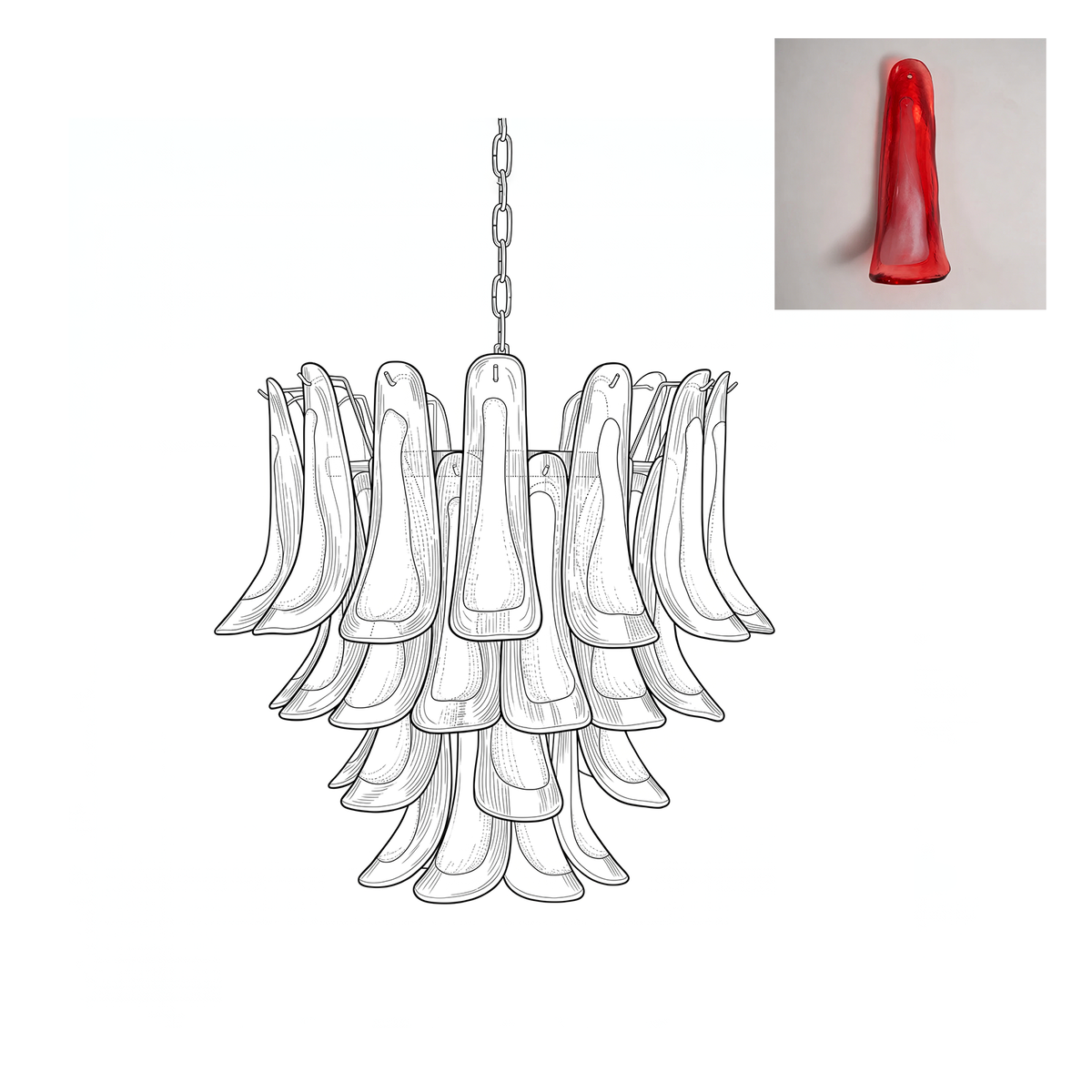 Glass Murano Petals Chandelier