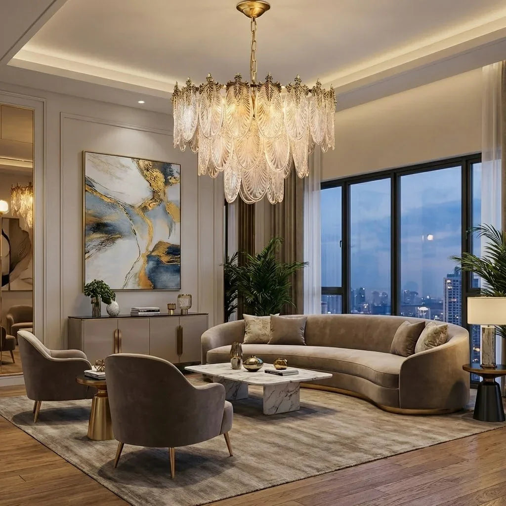 Golden Foliage Crystal Chandelier