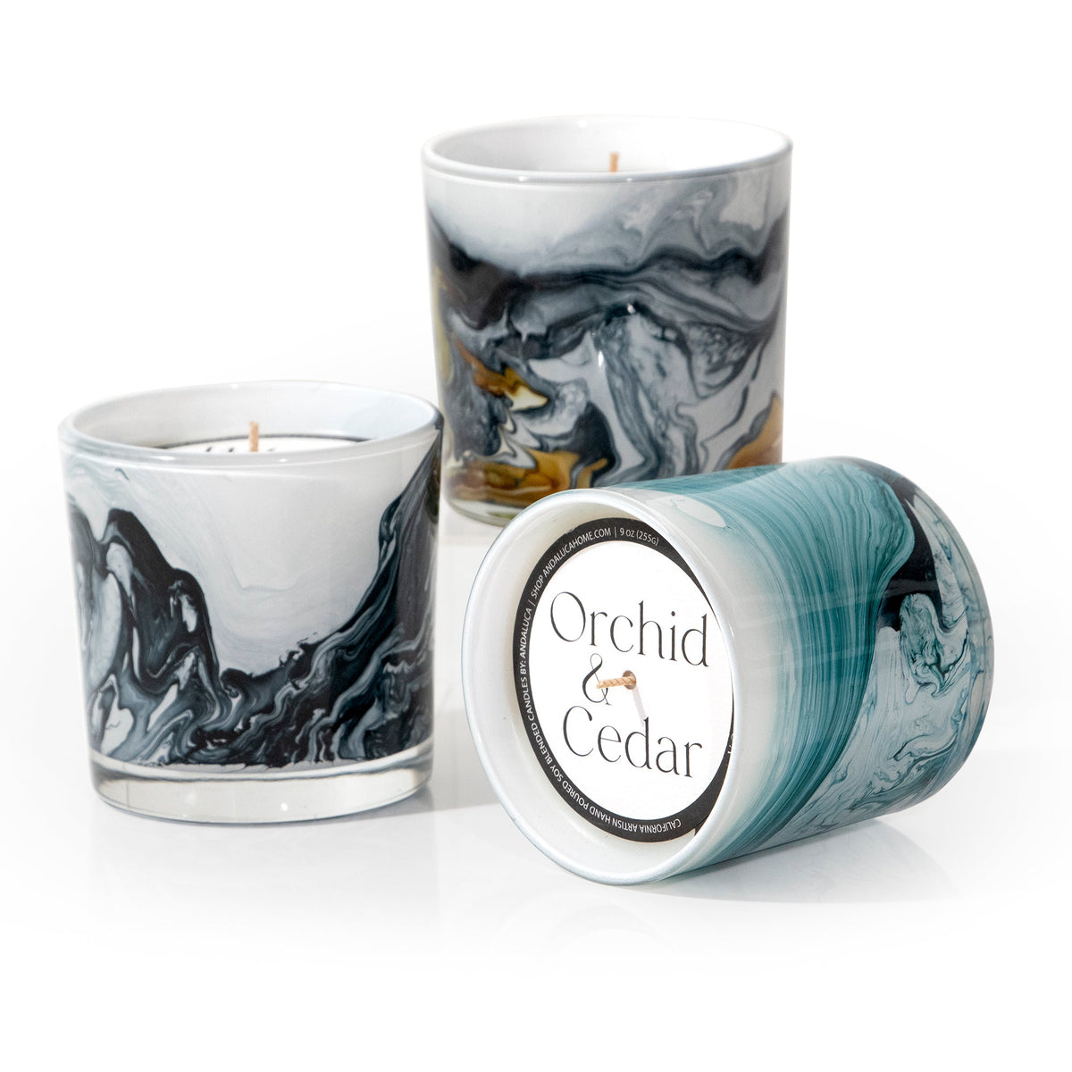 Orchid & Cedar 14 oz. Swirl Glass Candle