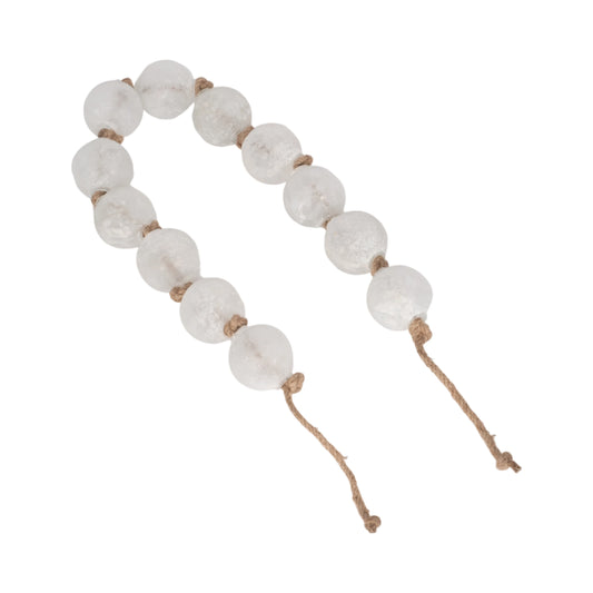 Frosted Glass Bead Garland Jute Cord Accent 3 in