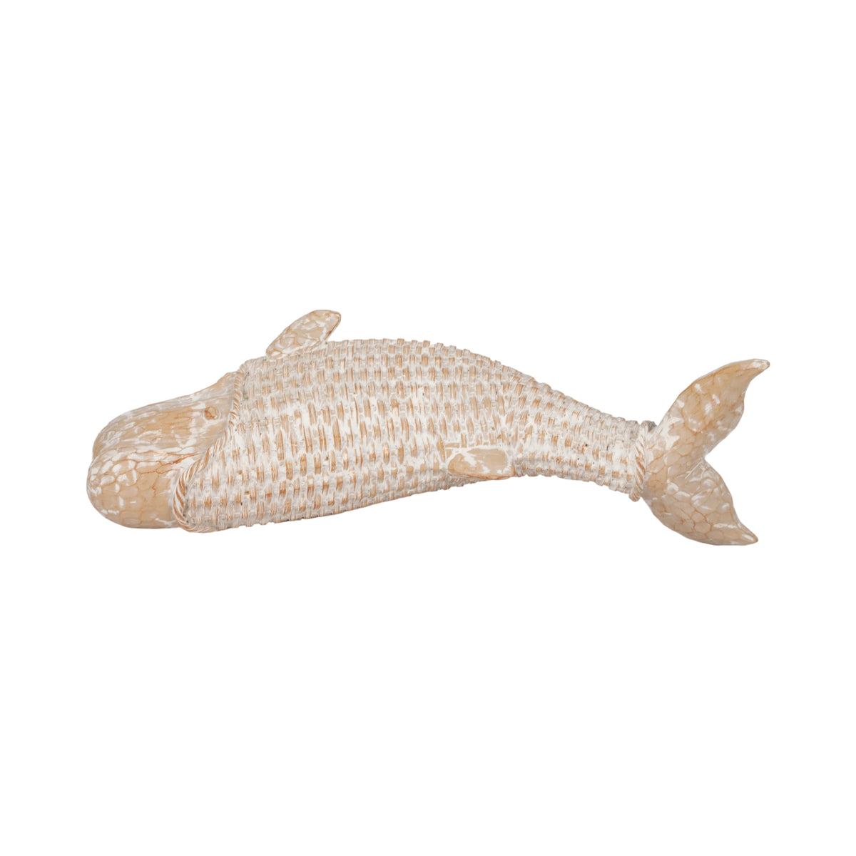 Nantucket Textured Whale Sculpture – White & Natural