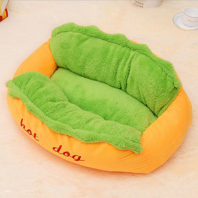 Lit pour animaux en forme de hot-dog