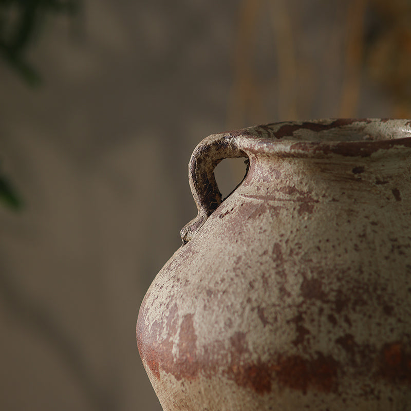 Antique-Style Rustic Vase with Double Handles