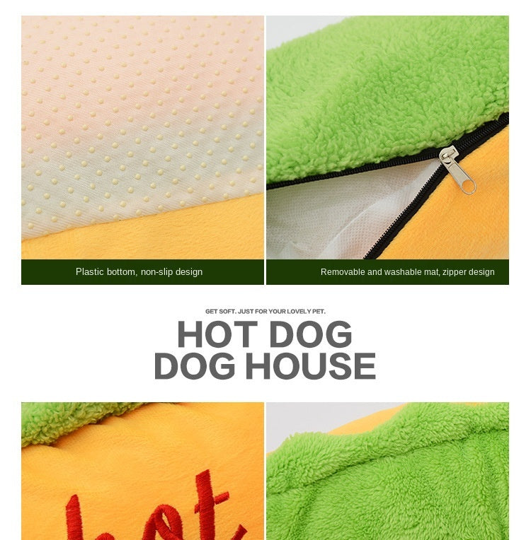 Lit pour animaux en forme de hot-dog