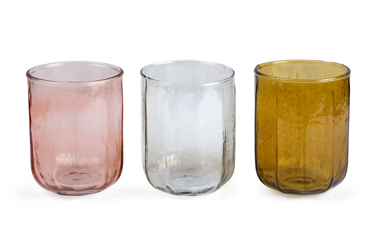 Natural Hammered Water Glass | Handcrafted Glass | 3 in (Set of 2)