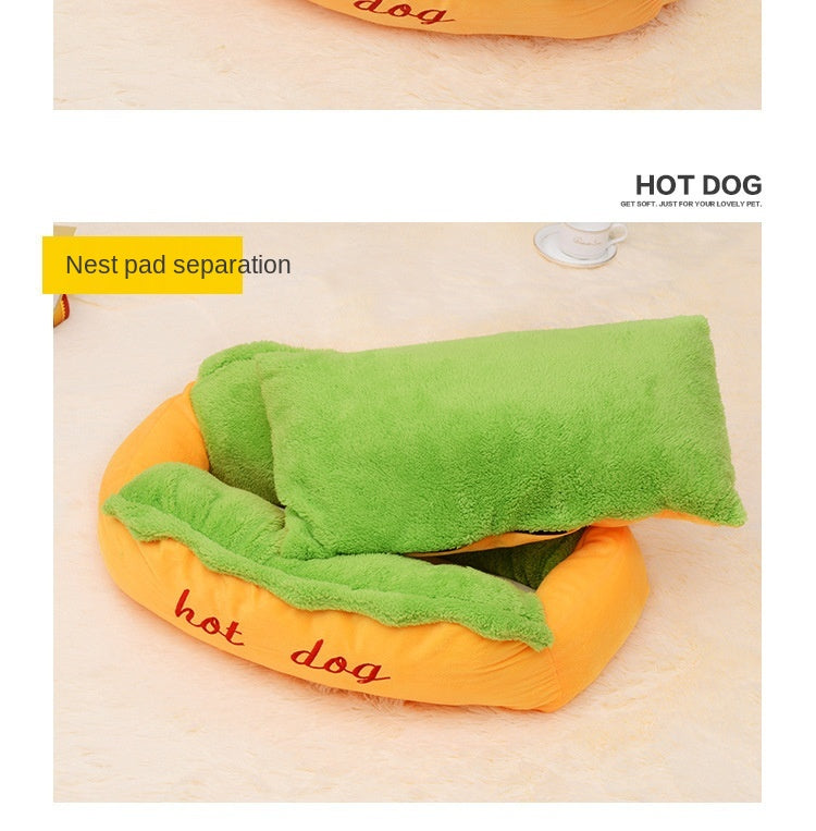 Lit pour animaux en forme de hot-dog