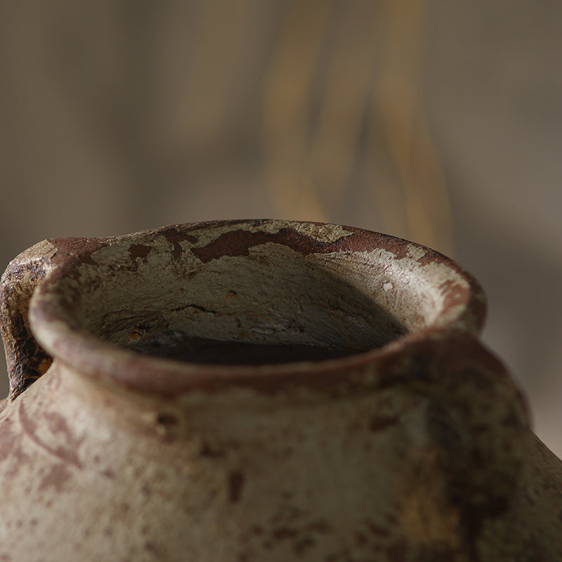 Antique-Style Rustic Vase with Double Handles