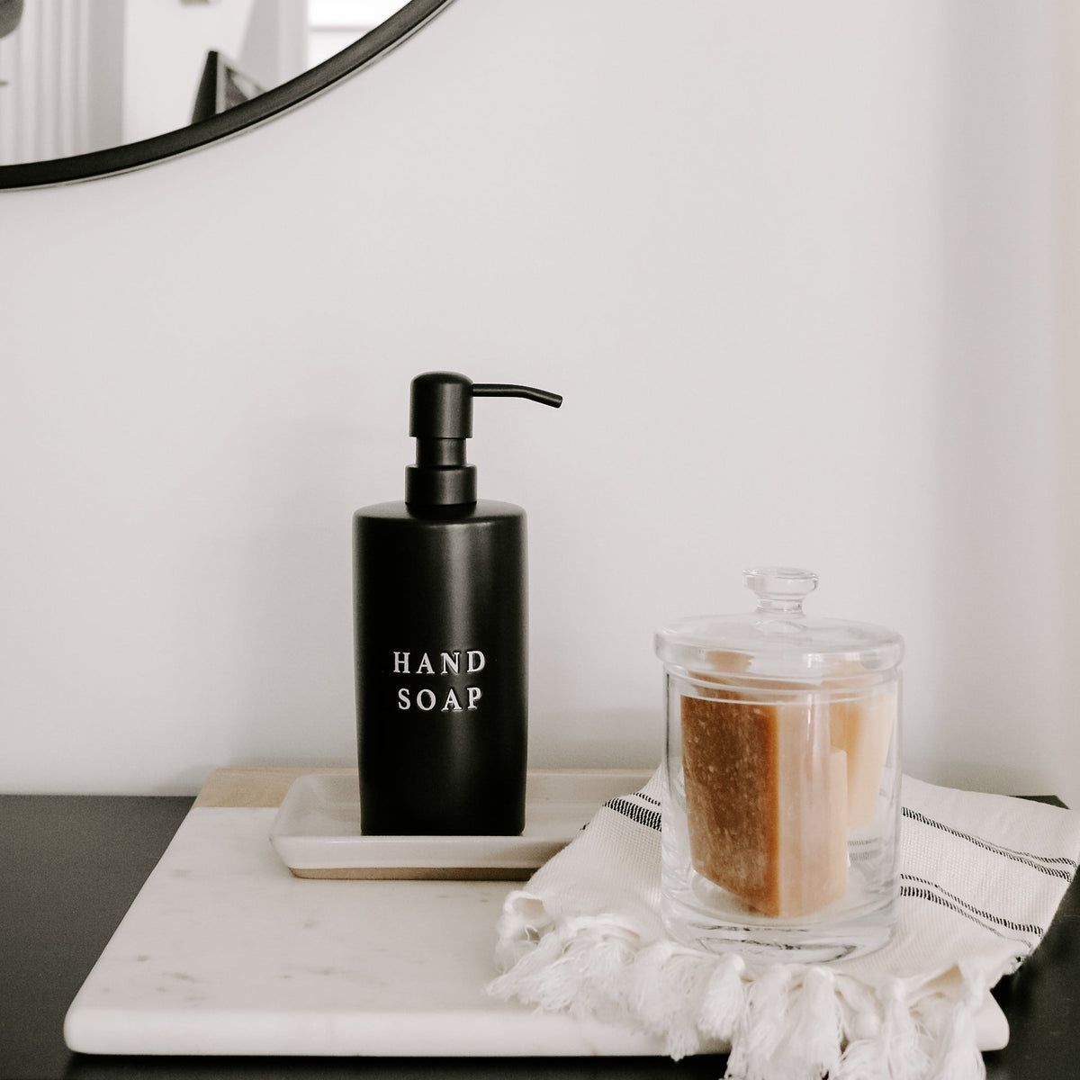 Dispenser per sapone liquido in gres nero da 15 oz