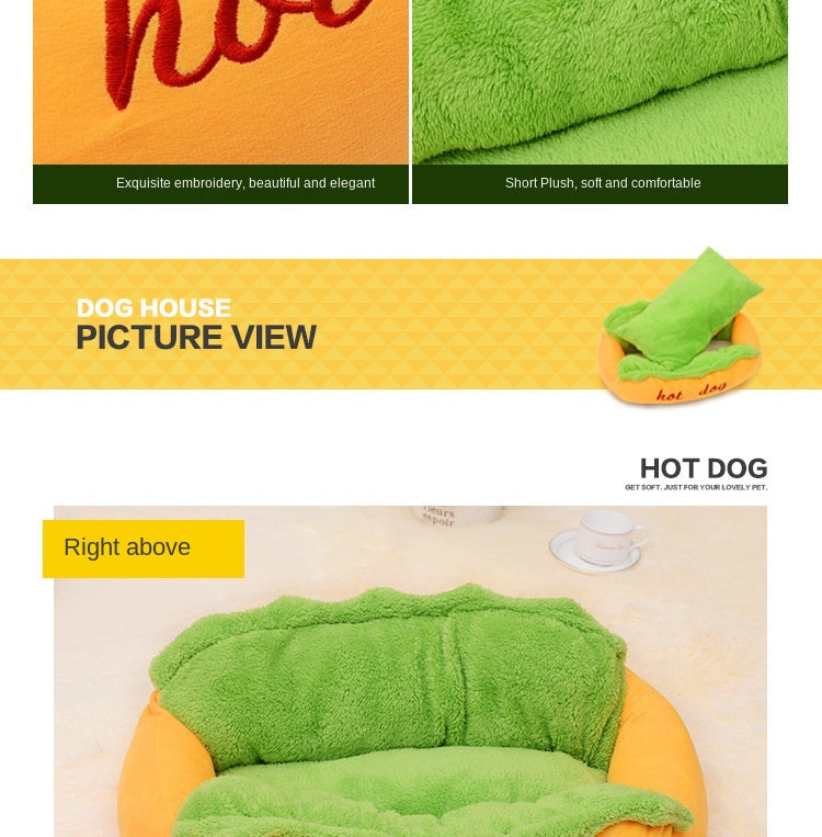 Lit pour animaux en forme de hot-dog
