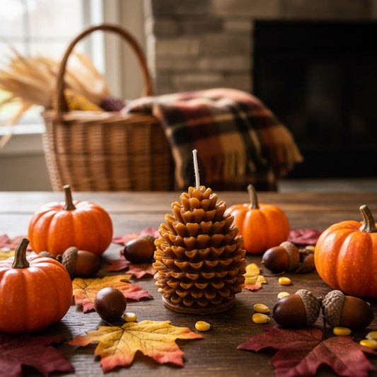 Candela Pigna | Artigianale | Decorazione Rustica Autunnale