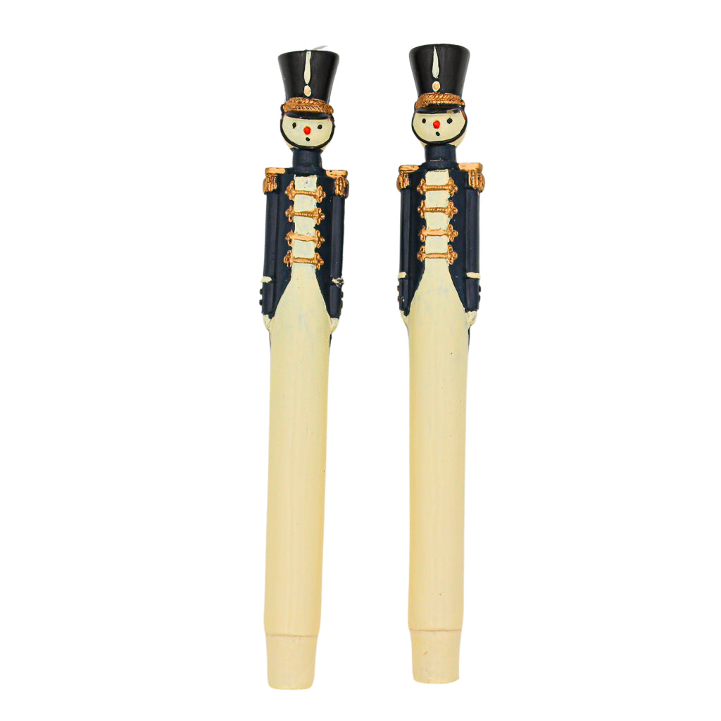 Bougies peintes à la main Garde royale bleu marine – Lot de 2
