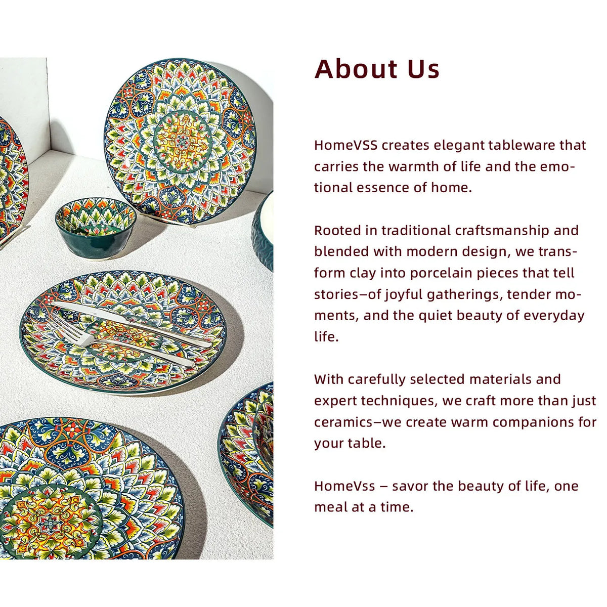 Verdant Bohemian 10-Piece Stoneware Dinnerware Set