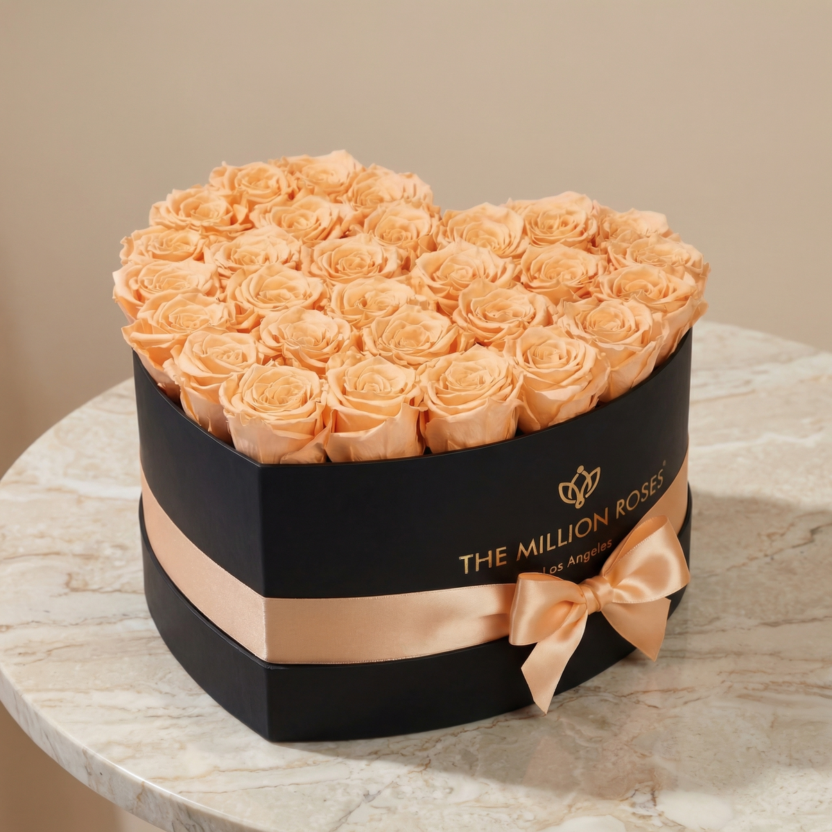 Boîte noire cœur | Roses pêches