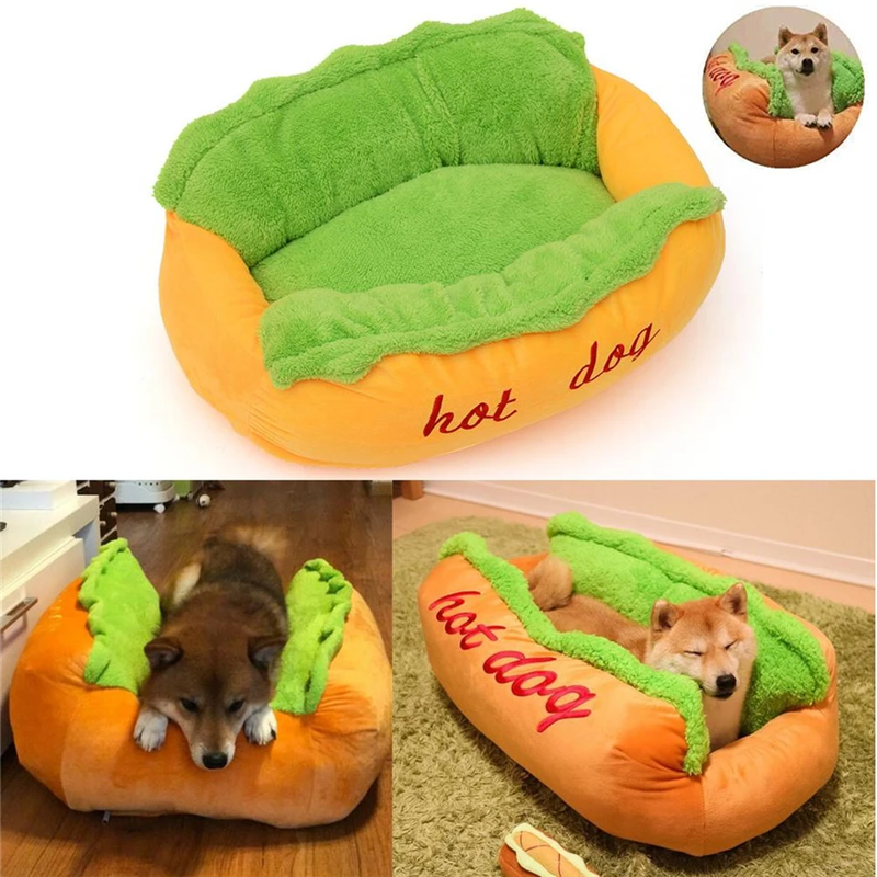 Lit pour animaux en forme de hot-dog