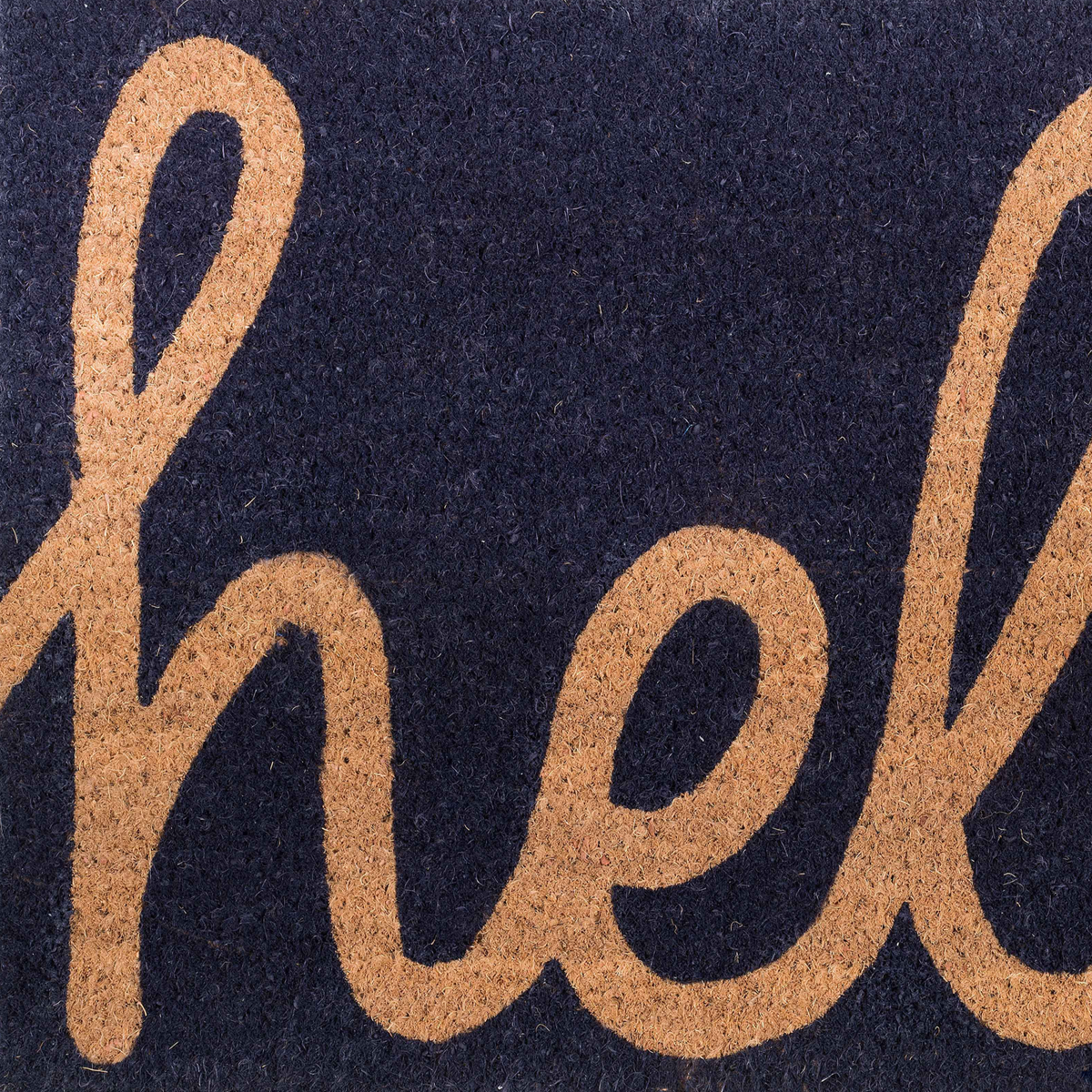 Paillasson « Hello » en cursive, tissé à la main, durable - Bleu foncé