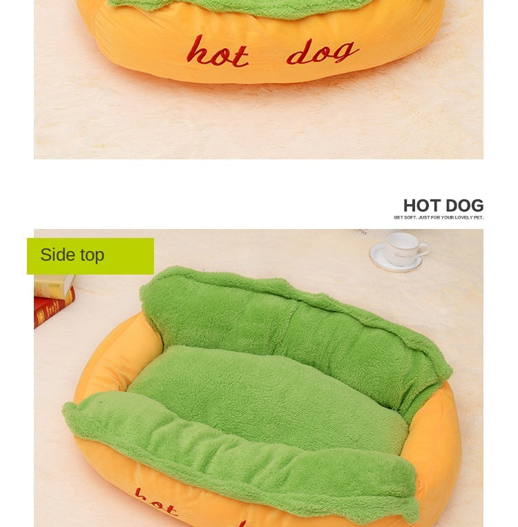 Lit pour animaux en forme de hot-dog