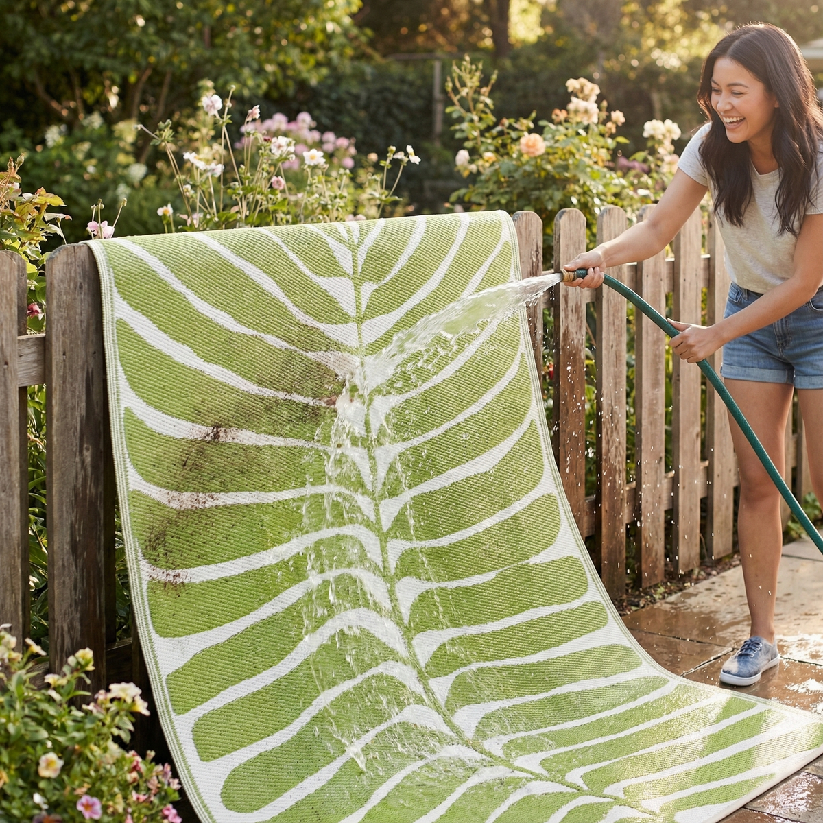 Hilo - Green Floral Outdoor Rug for Patio