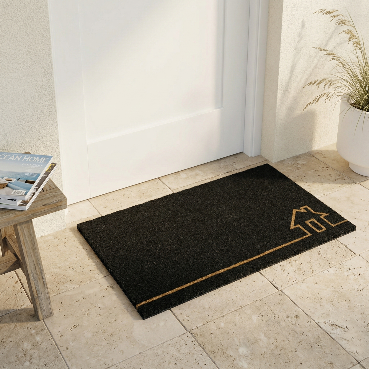 Tapis d'entrée - Paillasson en fibre de coco noire