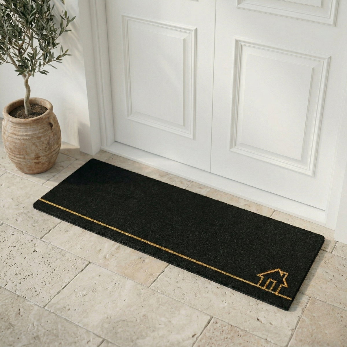 Tapis d'entrée - Paillasson en fibre de coco noire