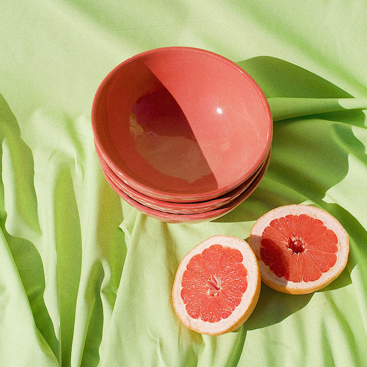 Medium bowl with coral glaze