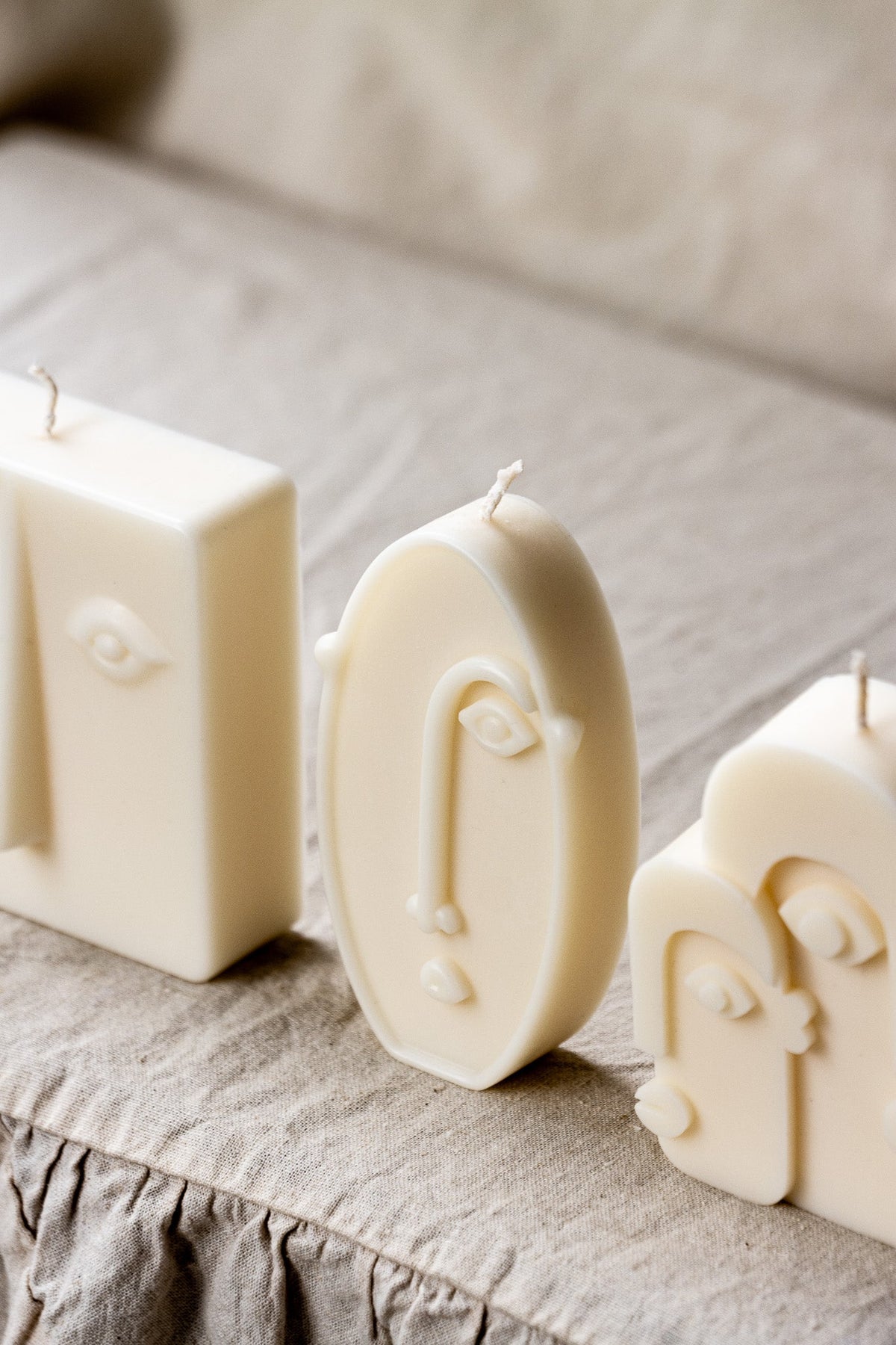 Set di candele volto astratto, candele d'arte moderna
