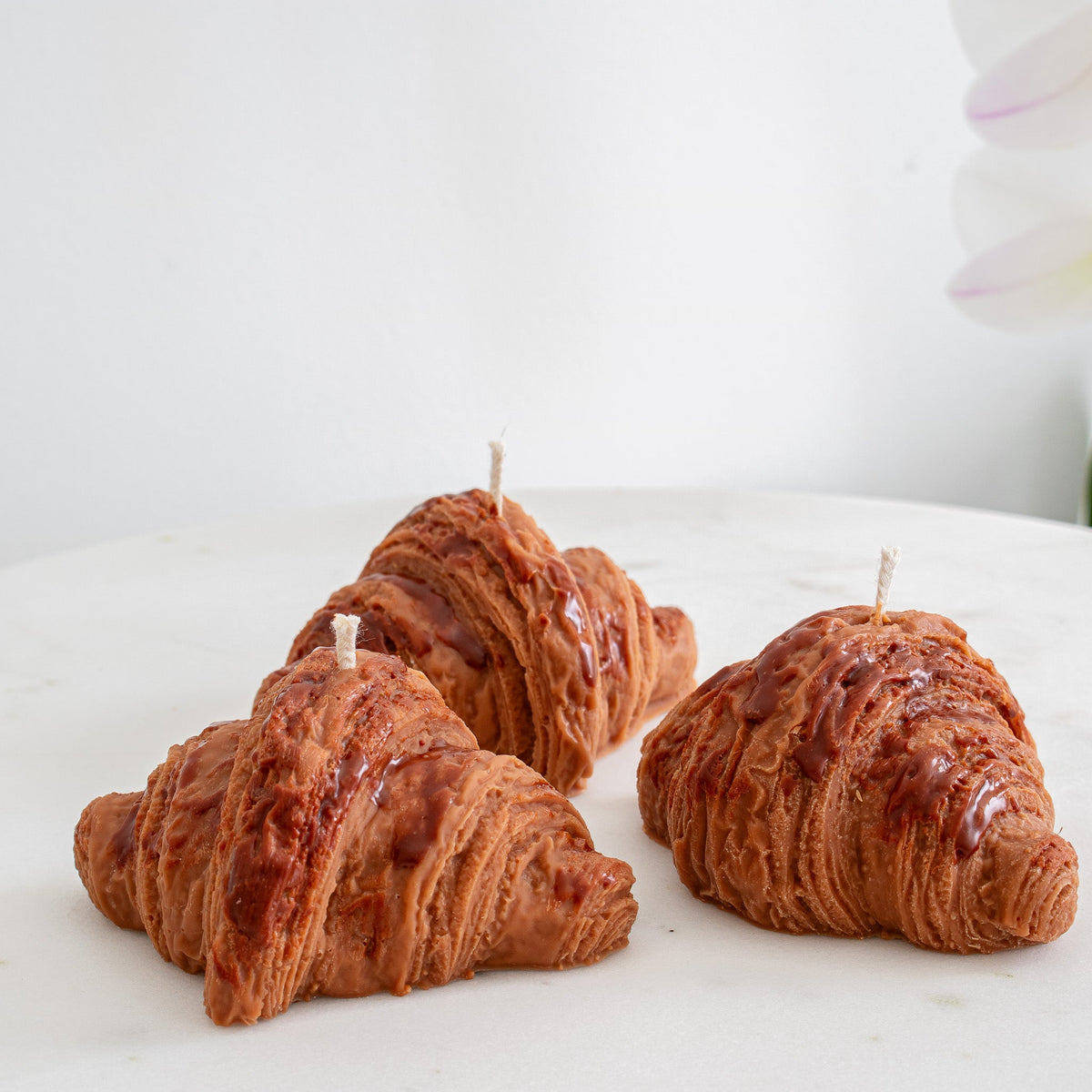 Bougie croissant, décoration de bougie pâtisserie française