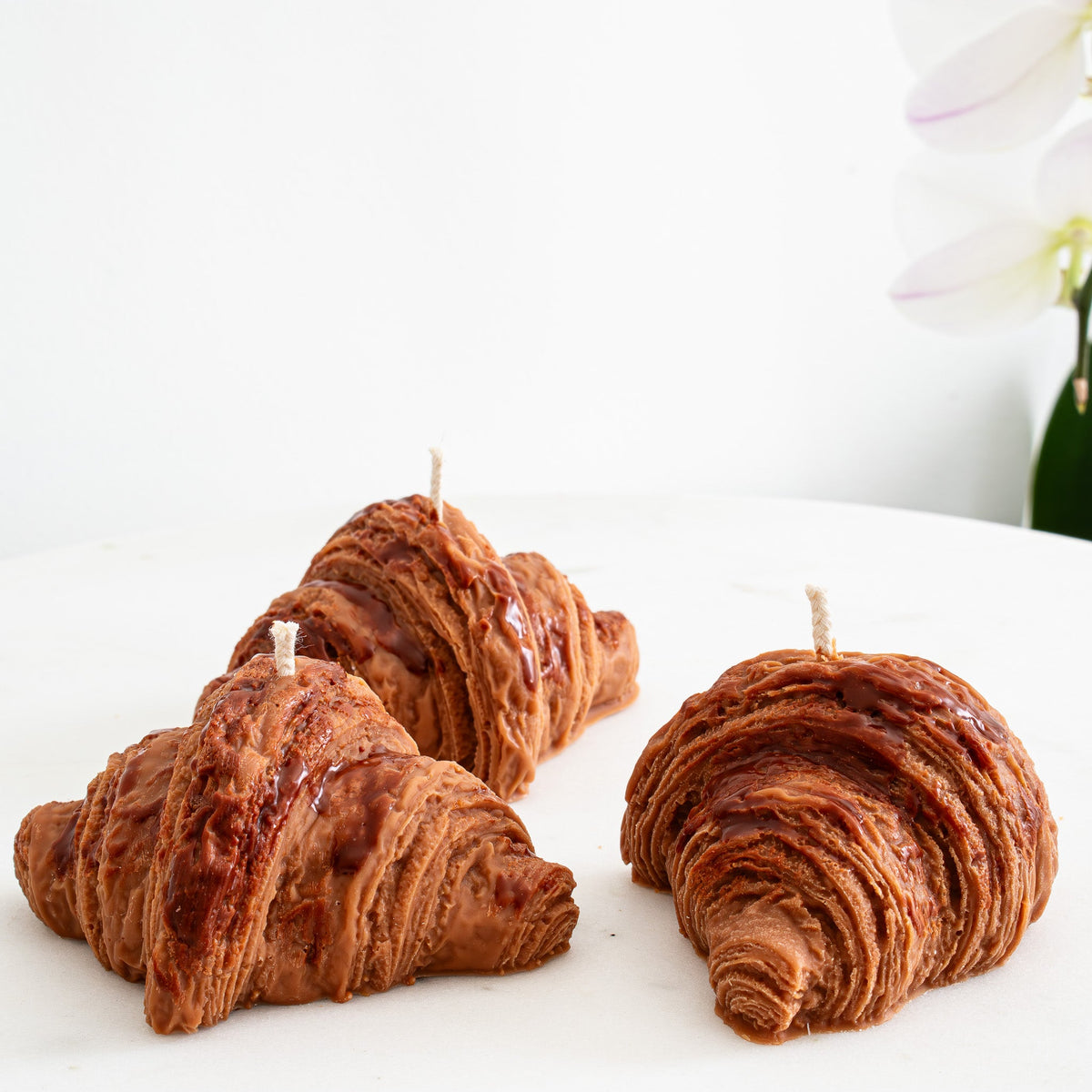 Bougie croissant, décoration de bougie pâtisserie française