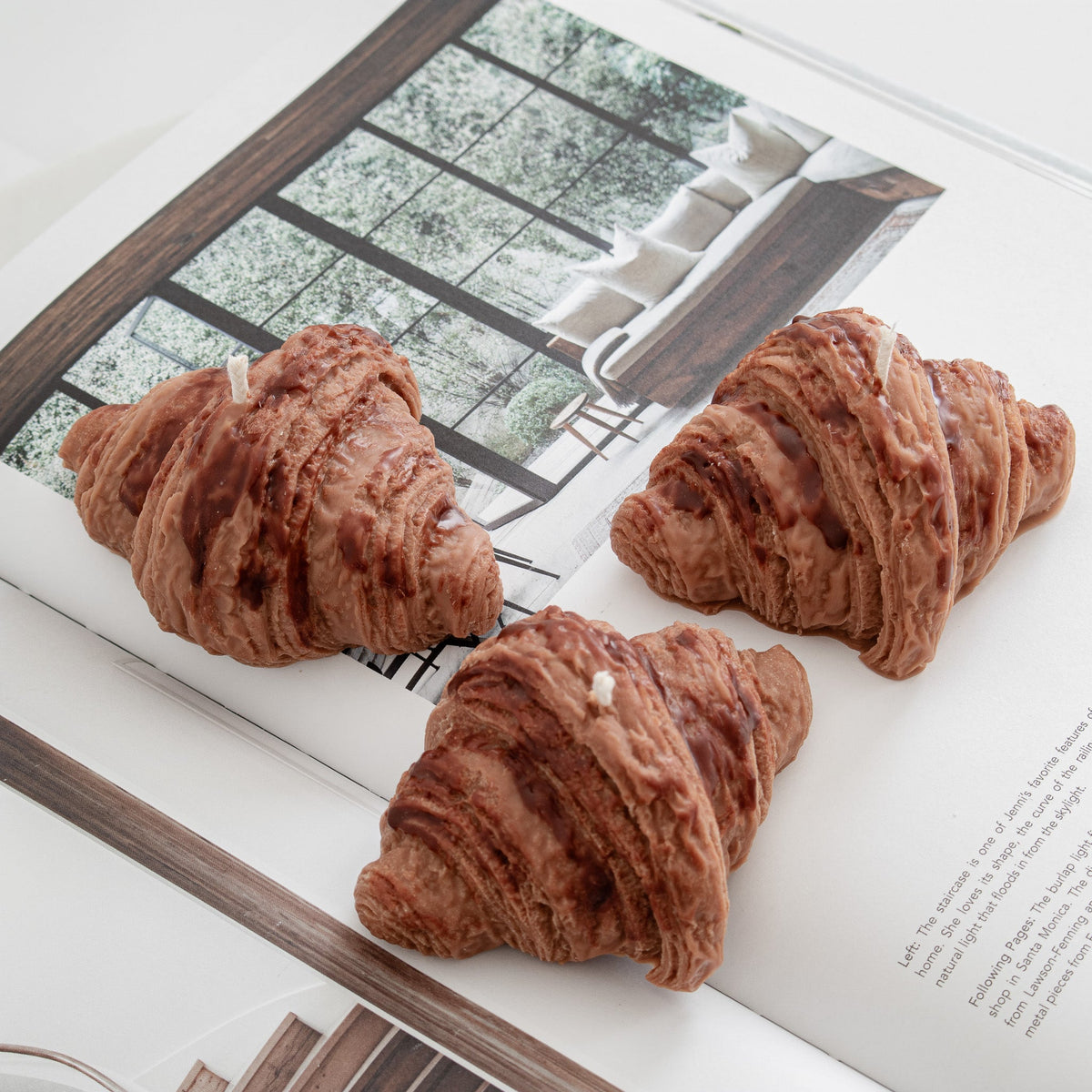 Bougie croissant, décoration de bougie pâtisserie française