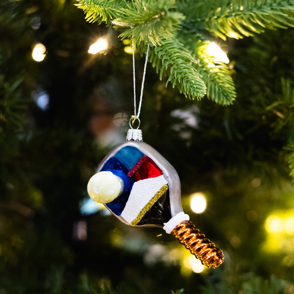Pickleball Paddle Glass Ornament