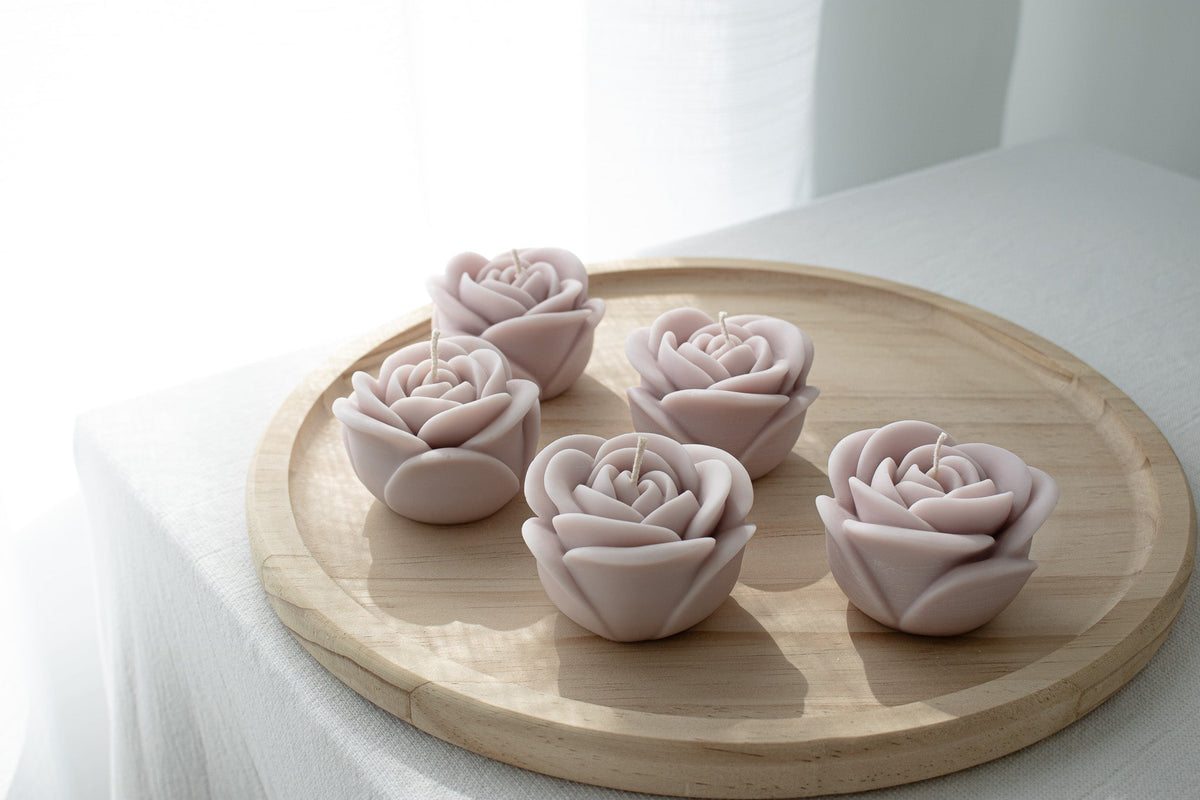 Coffret cadeau bougies rose, ensemble de 6 bougies fleurs en fleurs