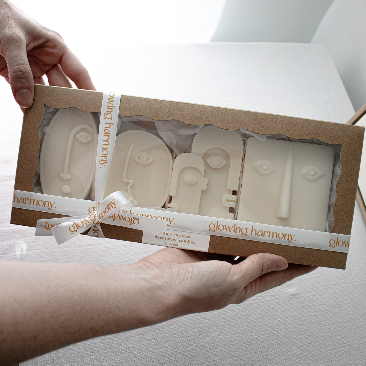 Set di candele volto astratto, candele d'arte moderna