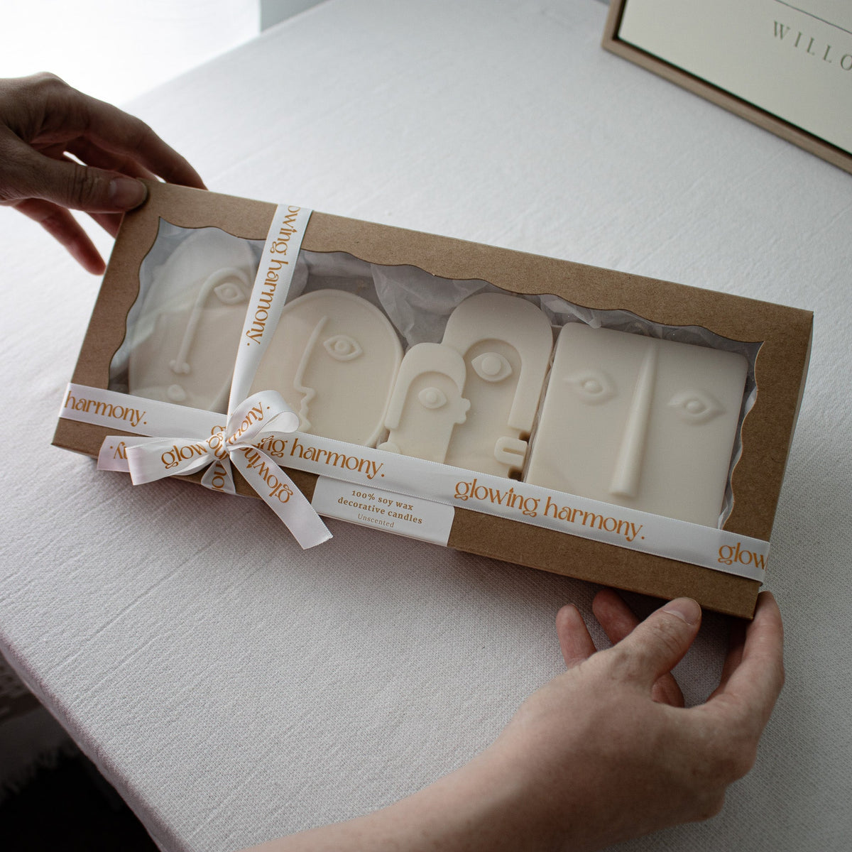 Set di candele volto astratto, candele d'arte moderna