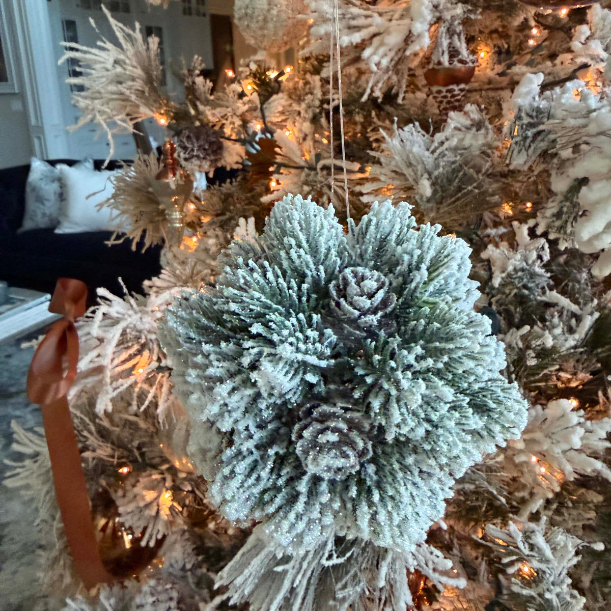 Snowy Pinecone Ball 5.5 Inch - Winter Home Decor